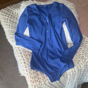 Blue Long Sleeve Women’s pajama lounge wear Romper